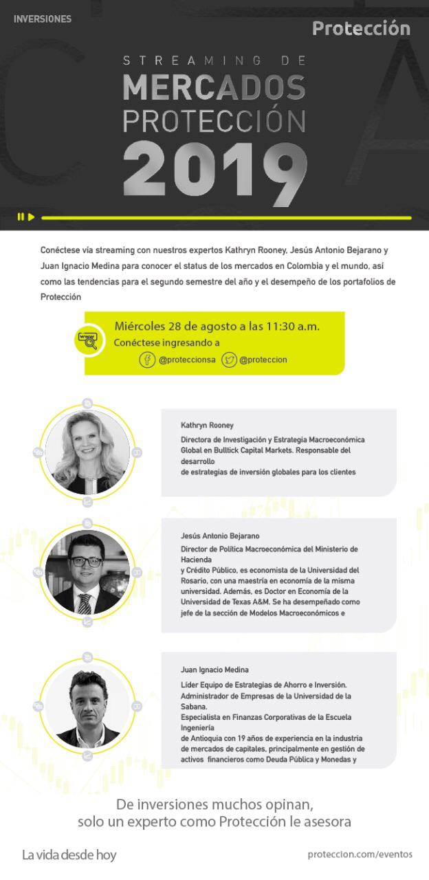 Este 28 de agosto conéctese al streaming de Mercados con los expertos en Valora Analitik y Protección Este 28 de agosto conéctese al streaming de Mercados con los expertos en Valora Analitik y Protección