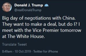 Mercados al alza tras anuncio de reunión de Trump con alto funcionario chino el viernes
