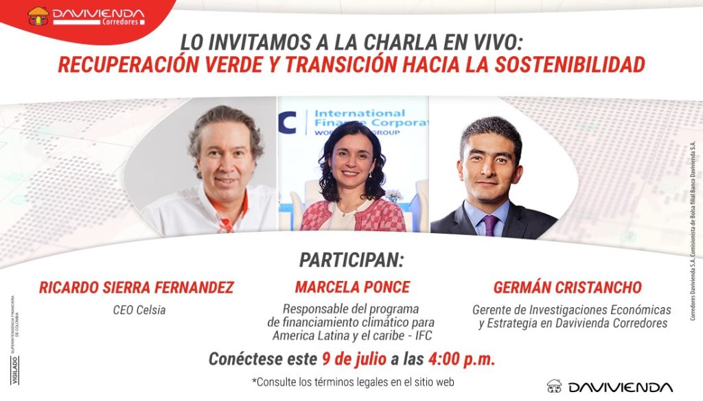 Davivienda Corredores presentará en su próximo Live 'Recuperación verde y transición hacia la sostenibilidad'