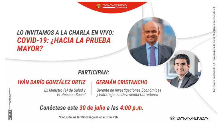 Davivienda Corredores presentará su próximo Live ‘Covid-19: ¿Hacia la prueba mayor?’