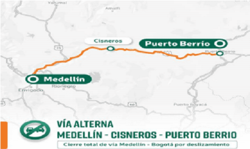 Invías cerró de manera indefinida vía Medellín - Bogotá tras derrumbes