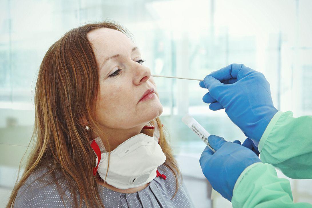 Medic taking sample for coronavirus testing