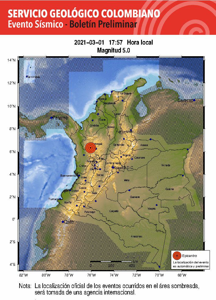 Ahora | Sismo de magnitud 5,1 se sintió fuertemente en Antioquia
