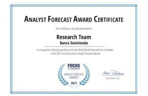 Davivienda es reconocido por Focus Economics como mejor pronosticador