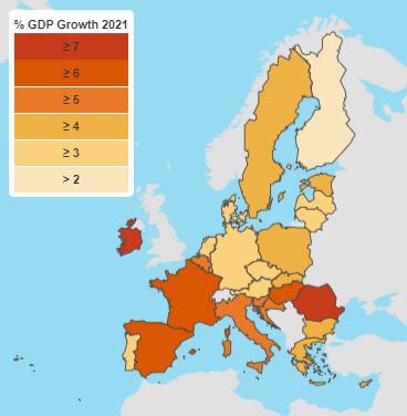 Unión Europea eleva previsión de inflación y PIB para 2021