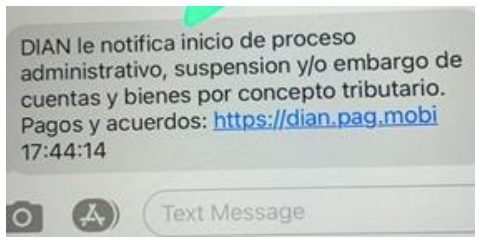 Dian lanza alerta por estafa a través de mensajes falsos de SMS