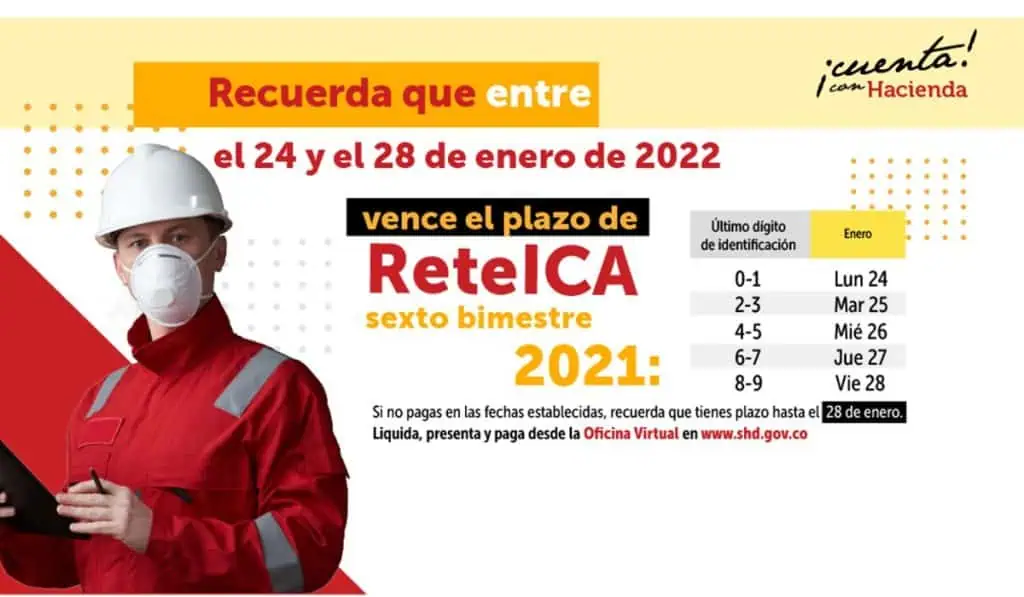 24 a 28 de enero: inician vencimientos de plazo de ReteICA en Bogotá 24 a 28 de enero: inician vencimientos de plazo de ReteICA en Bogotá