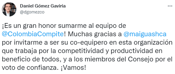 Daniel Gómez Gaviria es el nuevo vicepresidente del Consejo Privado de Competitividad Daniel Gómez Gaviria es el nuevo vicepresidente del Consejo Privado de Competitividad