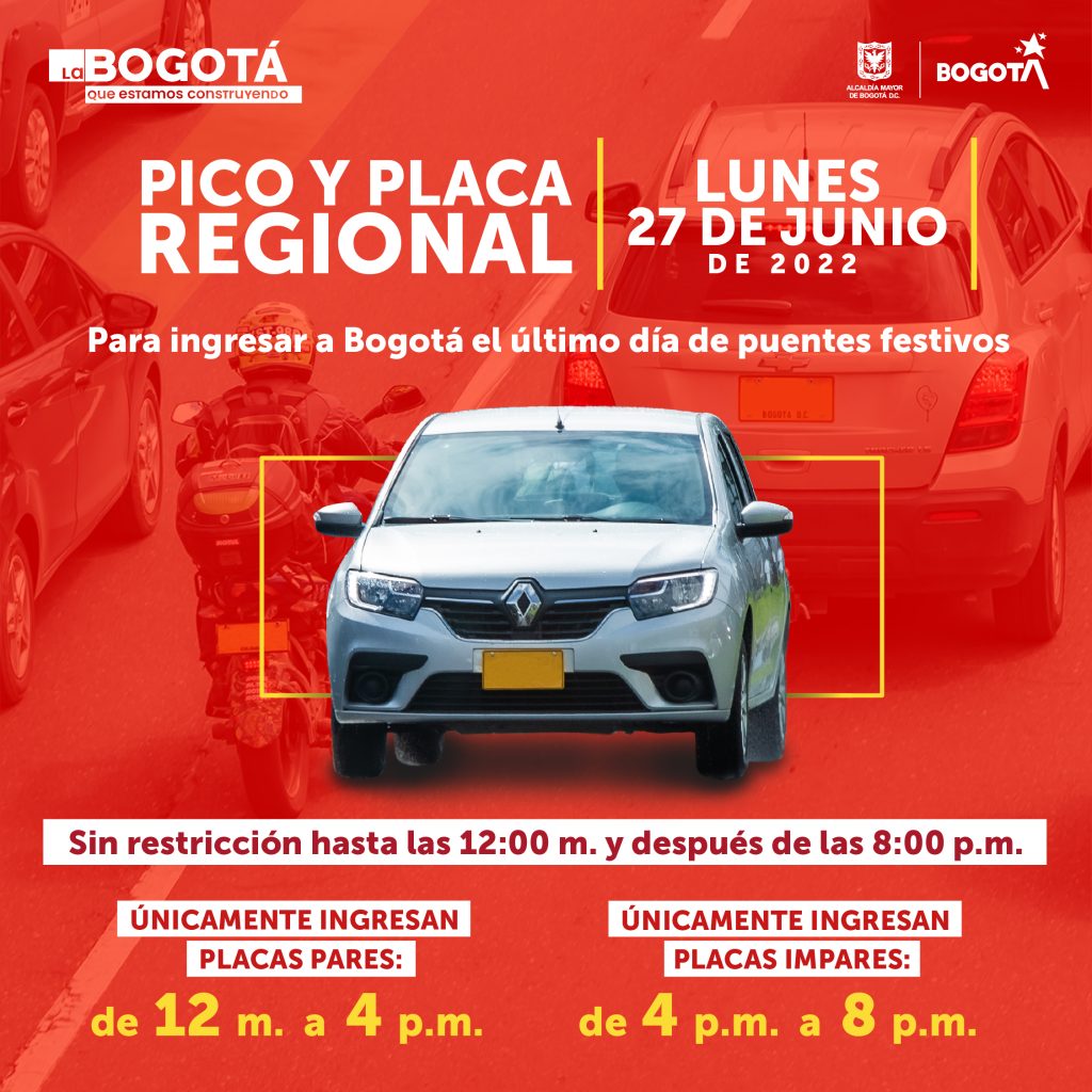Pico y placa 27 de junio: conozca las medidas que regirán en la entrada a Bogotá