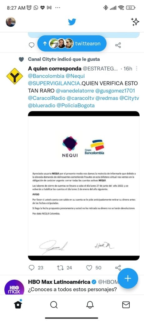 Mensaje en redes de cierre de cuentas de Nequi en Colombia es falso