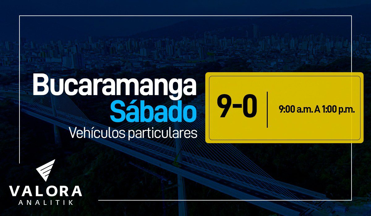 Pico y placa sábado 18 de junio en Bucaramanga