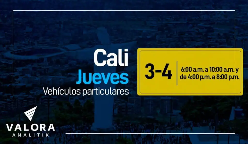Pico y placa Cali hoy jueves 30 de junio en particulares Pico y placa Cali hoy jueves 30 de junio en particulares