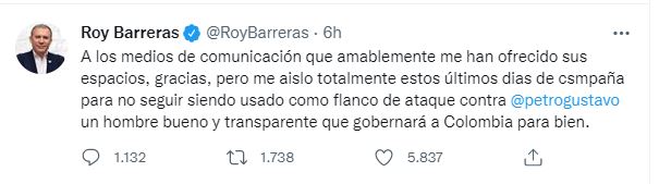 Por filtración de videos, Roy Barreras se aparta de la campaña del Pacto Histórico