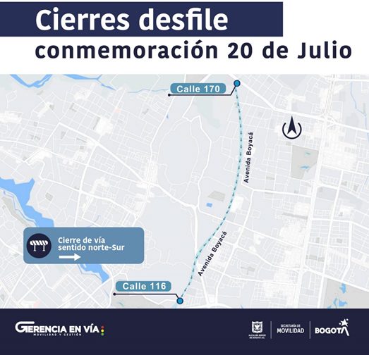 20 de julio: no habrá pico y placa en Bogotá, pero sí cierres viales por desfile militar