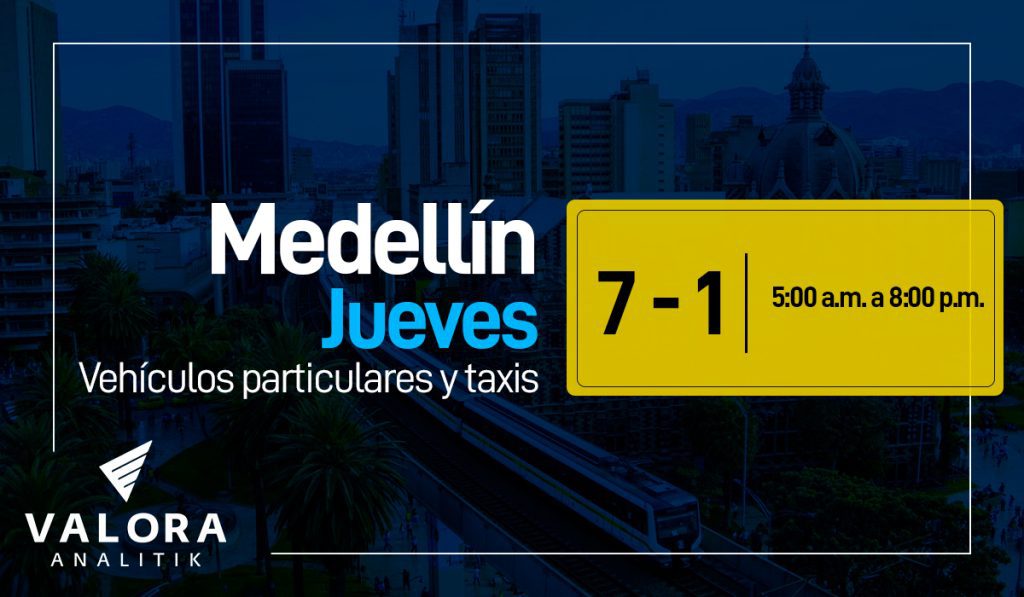 Pico y placa Medellín, 11 de agosto: carros y motos