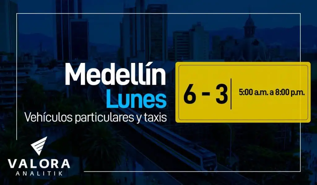 Pico y placa en Medellín este 1 de agosto: carros, motos y taxis Pico y placa en Medellín este 1 de agosto: carros, motos y taxis