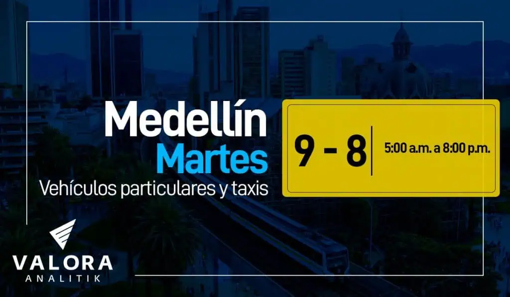 Pico y placa en Medellín este 26 de julio: carros, motos y taxis Pico y placa en Medellín este 26 de julio: carros, motos y taxis