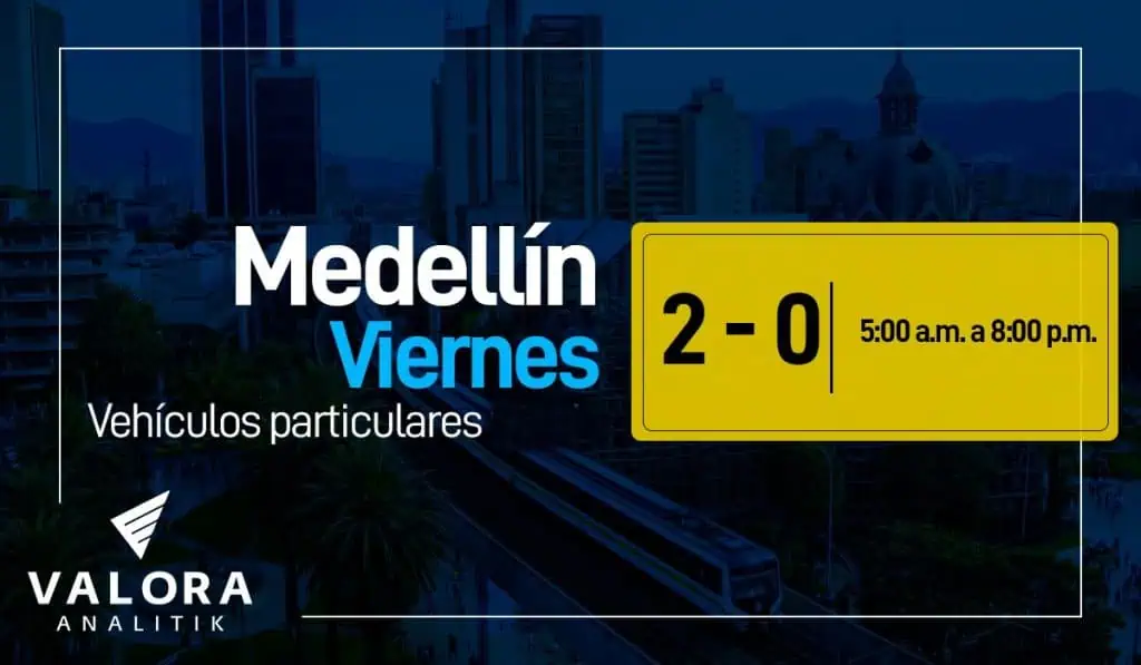 Pico y placa en Medellín, septiembre 16: carros y motos Pico y placa en Medellín, septiembre 16: carros y motos