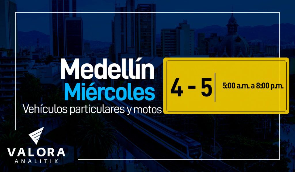 Pico y placa en Medellín, 21 de septiembre: motos y carros