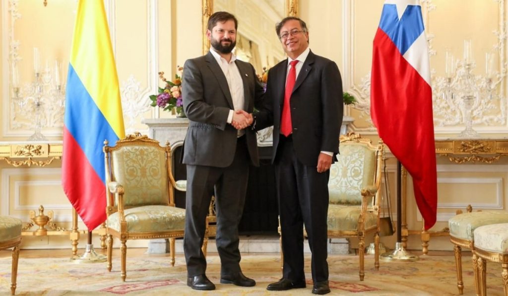 El presidente Gabriel Boric y el presidente Gustavo Petro