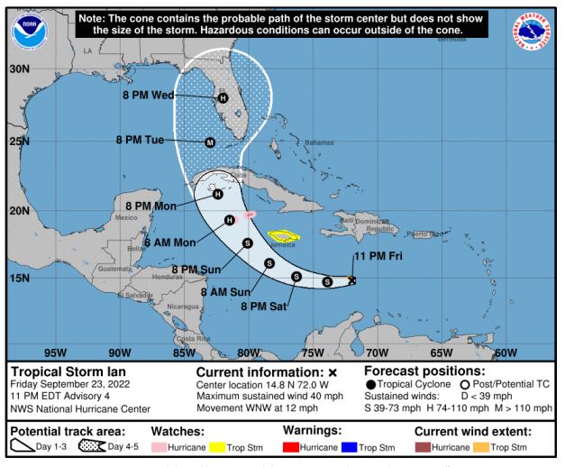 Tormenta Tropical lan se fortalece y podría convertirse en huracán en el estado de Florida (EE. UU.)