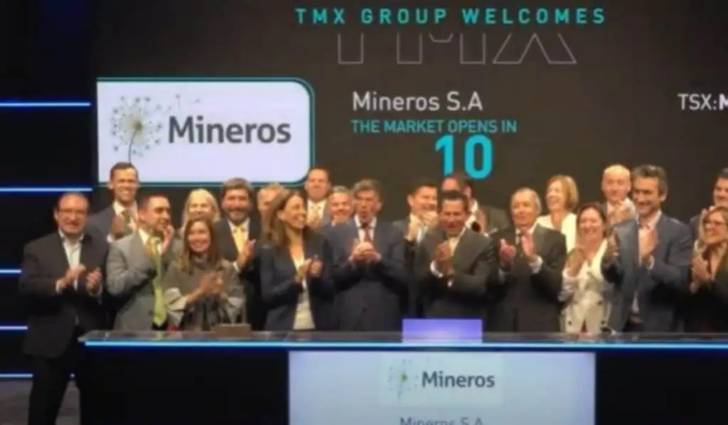 Mineros abrió el mercado en la Bolsa de Valores de Toronto Mineros abrió el mercado en la Bolsa de Valores de Toronto