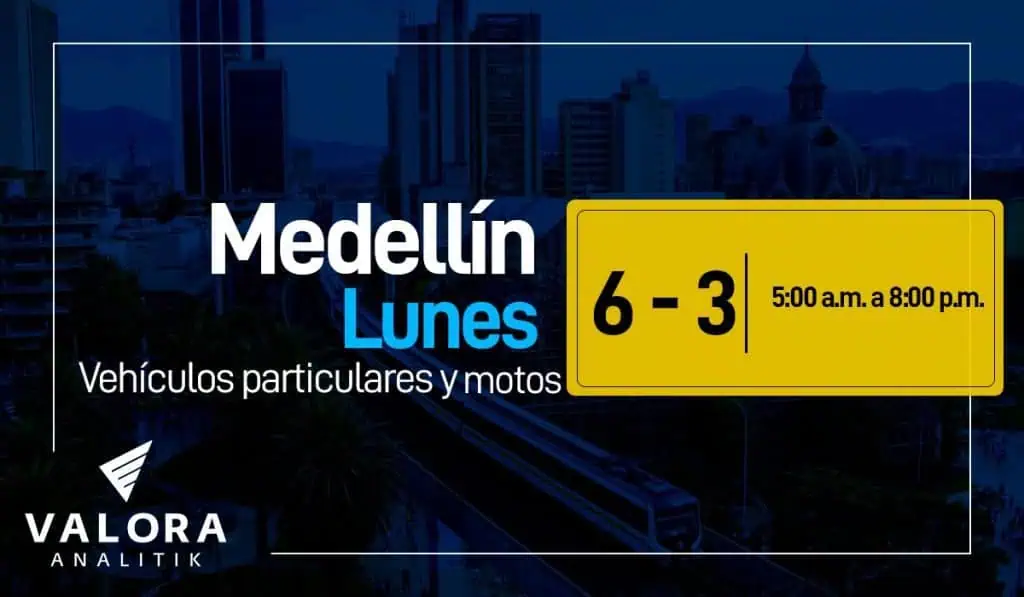 Pico y placa en Medellín, noviembre 28: carros y motos Pico y placa en Medellín, noviembre 28: carros y motos