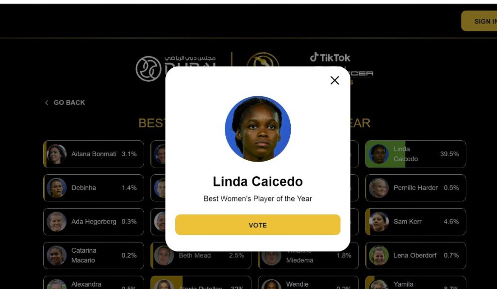 ¿Cómo votar por Linda Caicedo a mejor futbolista de 2022?