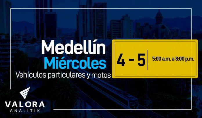 Pico y placa Medellin miércoles carros y motos. Foto: Valora Analitik.