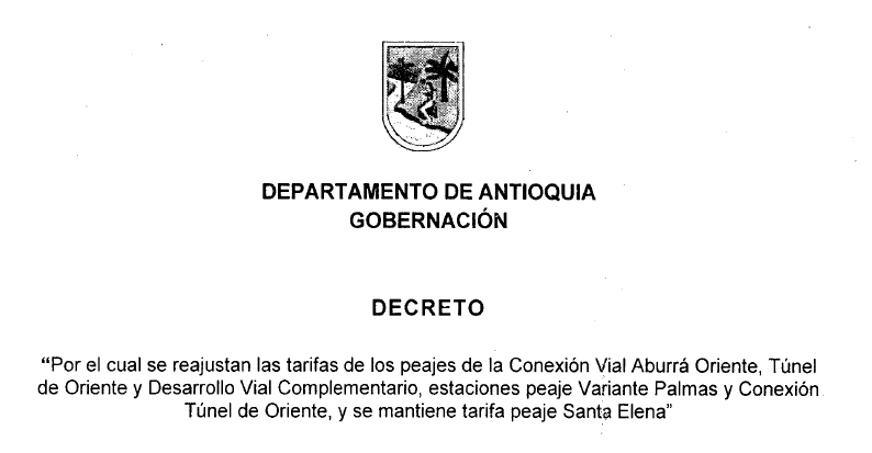 Peaje del túnel de Oriente (Medellín) sí subió sus tarifas: así quedaron Peaje del túnel de Oriente (Medellín) sí subió sus tarifas: así quedaron