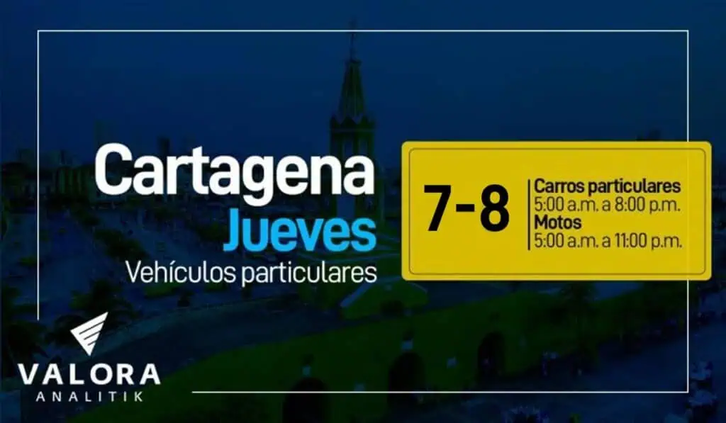 Hoy 30 de marzo hay pico y placa para estos vehículos y motos en Cartagena Pico y placa Cartagena