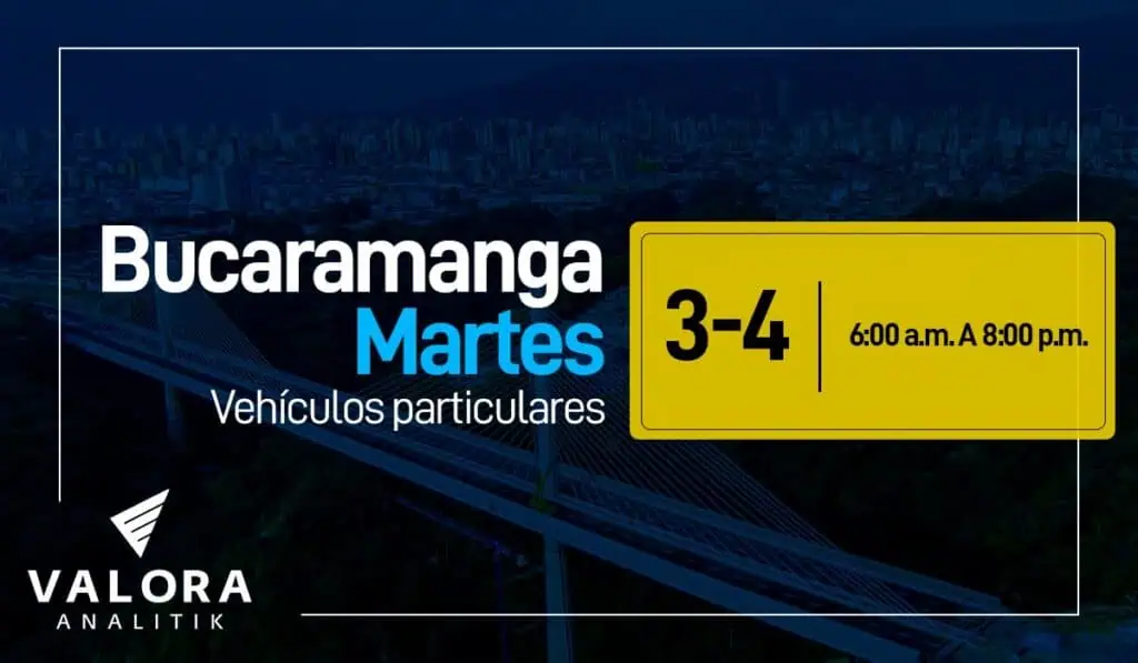Así rota el pico y placa Bucaramanga este 14 de marzo para carros y motos Pico y placa Bucaramanga martes 9 de marzo