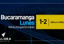 Pico y placa lunes 27 de marzo Bucaramanga 2023.