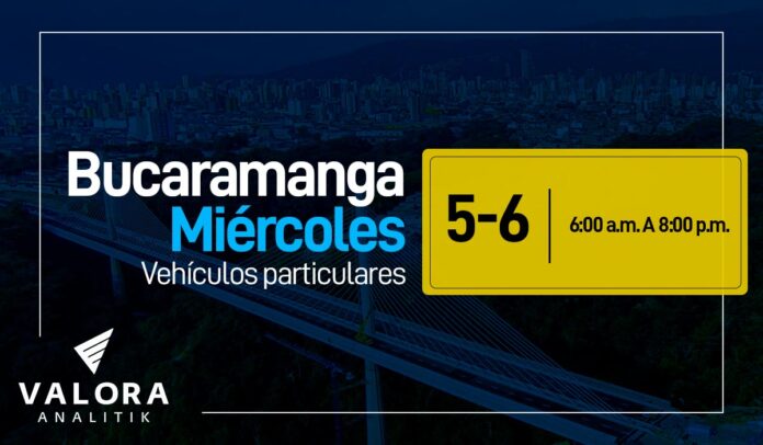 Pico y placa Bucaramanga, miércoles 29 de marzo.