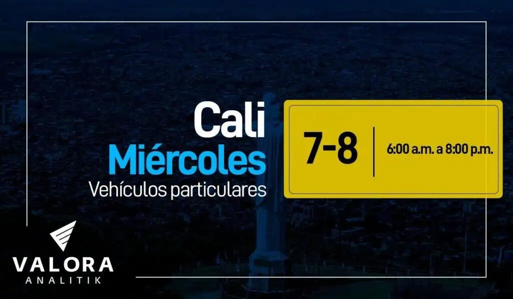 Pico y placa Cali hoy miércoles 22 de febrero en particulares Pico y placa en Cali.
