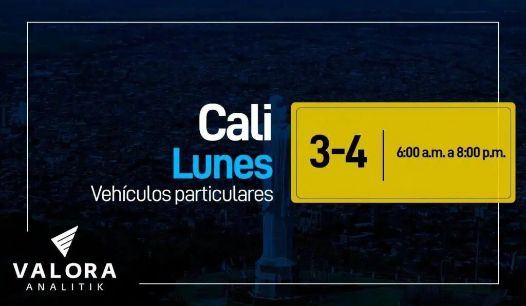 Pico y placa Cali hoy lunes 6 de febrero en particulares Pico y placa en Cali.