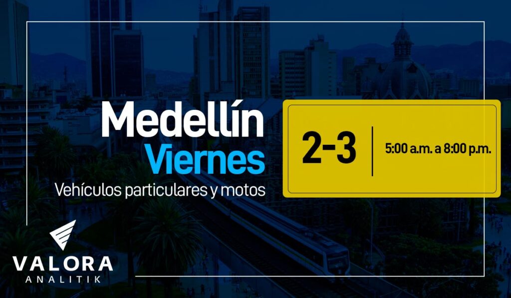 Pico y placa Medellín viernes 2023