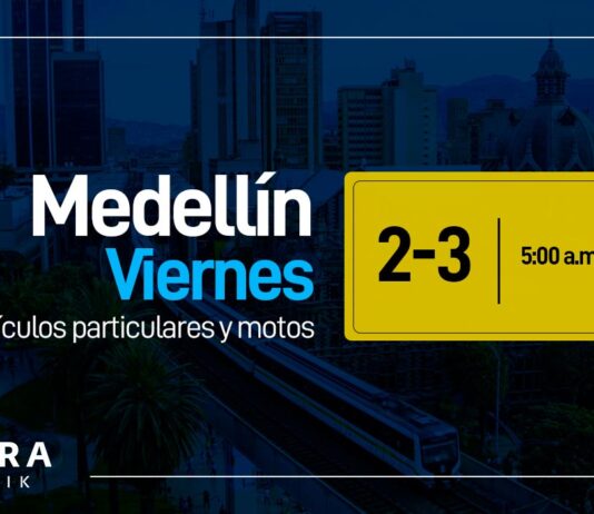Pico y placa Medellín viernes 2023