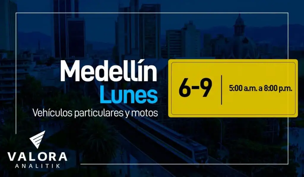 Pico y placa en Medellín para carros y motos este lunes 10 de julio pico y placa lunes Medellín.