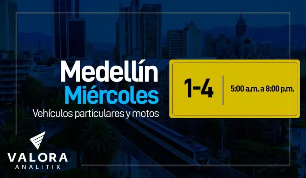 Atento: este es el pico y placa en Medellín para carros y motos el miércoles 28 de junio Pico y placa Medellín miércoles 2023