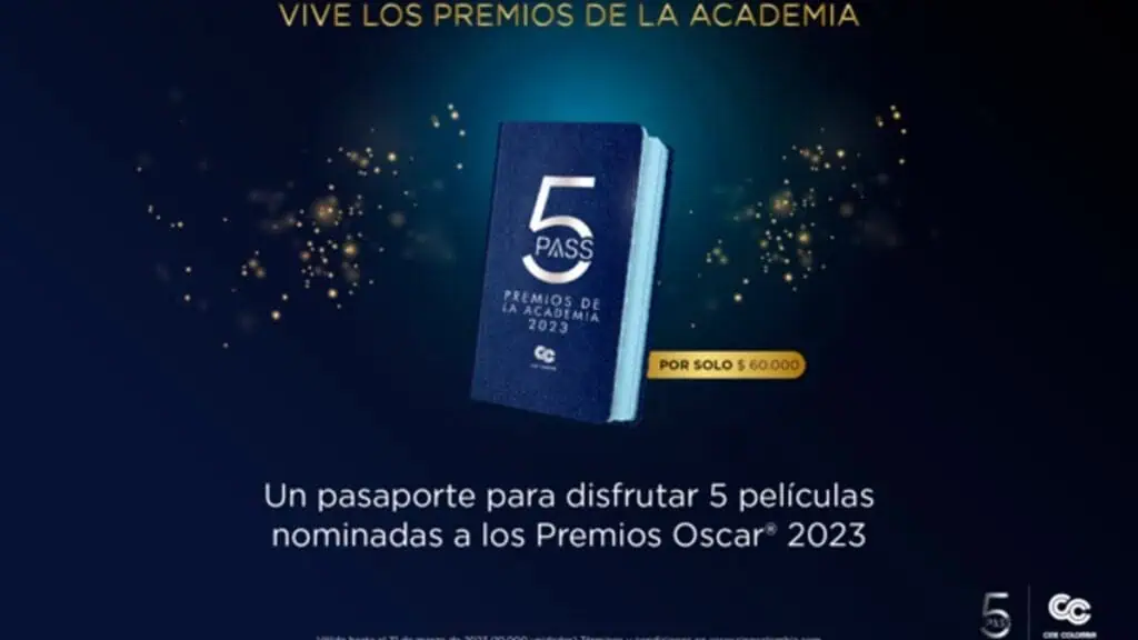 Vuelve el 5 pass de Cine Colombia para los Premios Oscar 2023 5 pass de Cine Colombia