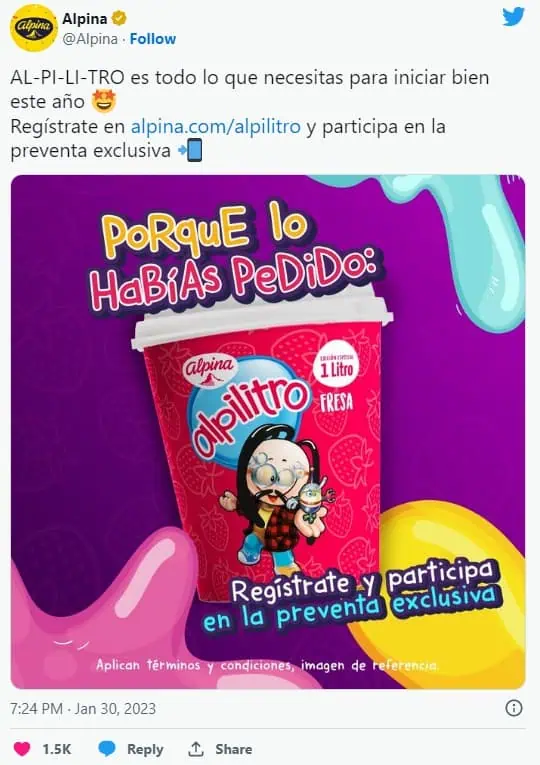 Alpina anuncia el nuevo Alpilitro y su lanzamiento se hace viral en redes en Colombia Alpina anuncia el nuevo Alpilitro y su lanzamiento se hace viral en redes en Colombia