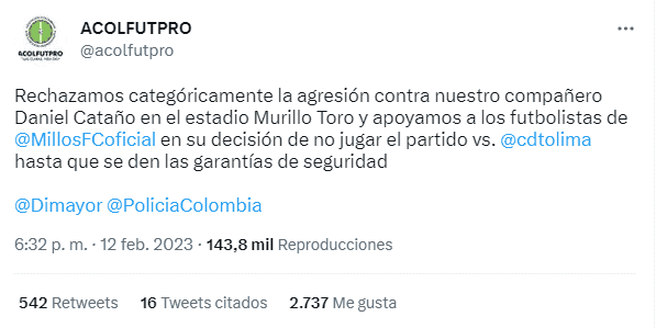 Caso Daniel Cataño: estas son las multas a las que se exponen Millonarios y Tolima Caso Daniel Cataño: estas son las multas a las que se exponen Millonarios y Tolima