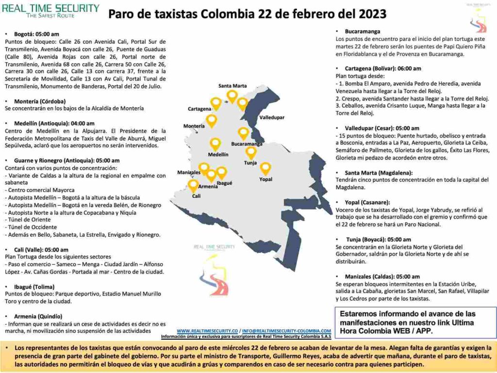 Paro taxistas 2023: puntos de encuentro en Bogotá, Medellín y otras ciudades