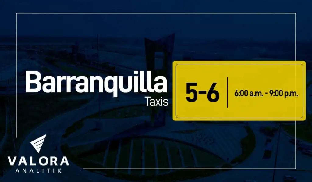 Pico y placa en Barranquilla para taxis: hoy jueves 14 de septiembre Pico y placa en Barranquilla.