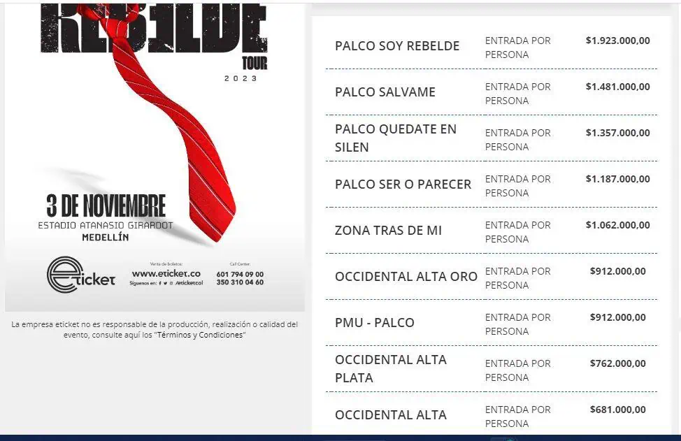 ¿Pagaría $1.500.000 en tiquetes para ver a RBD en Medellín del 4 al 6 de noviembre? Concierto