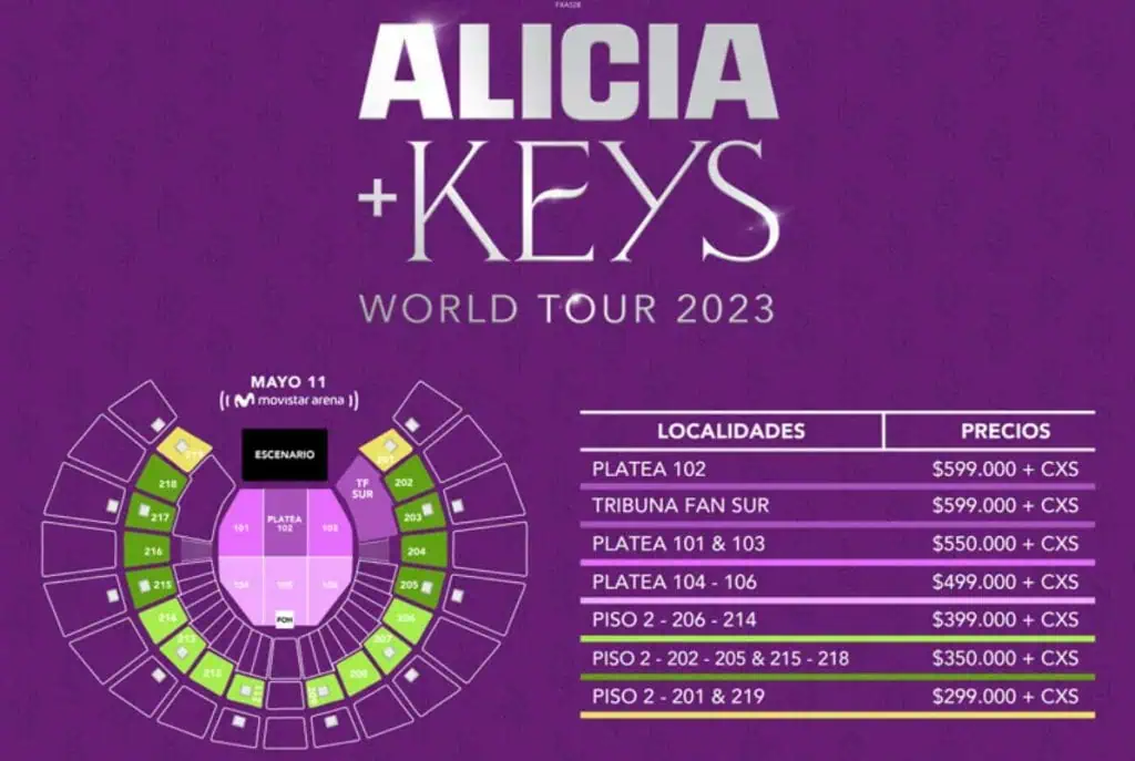 Calcule la mejor boleta para su bolsillo y vea a Alicia Keys en el Movistar Arena de Bogotá Calcule la mejor boleta para su bolsillo y vea a Alicia Keys en el Movistar Arena de Bogotá
