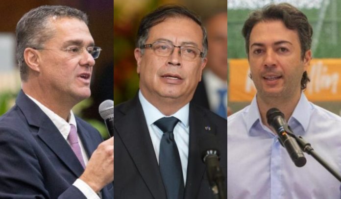 Carlos Raúl Yepez, Gustavo Petro y Daniel Quintero Expresidente de Bancolombia, Carlos Raúl Yepes; el presidente Gustavo Petro y el alcalde de Medellín, Daniel Quintero