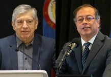 César Gaviria del Partido Liberal, que hace parte de la coalición de gobierno, y el presidente Gustavo Petro