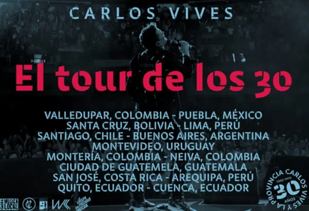 "El Tour de los 30" de Carlos Vives llega para conmemorar su trayectoria musical El tour de los 30 - Carlos Vives